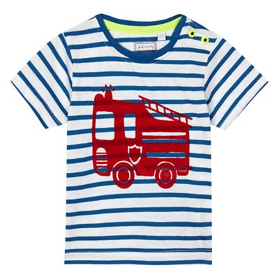 Baby boys' blue and white striped truck applique t-shirt